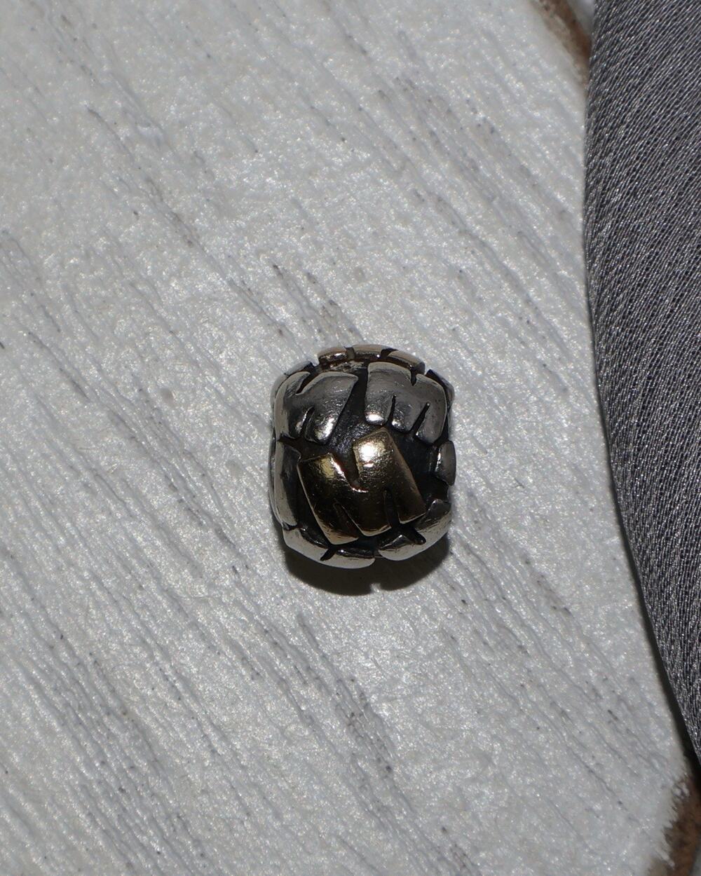 Pandora Sterling Silver & 14k M Initial Charm 3.6G / 0.3in